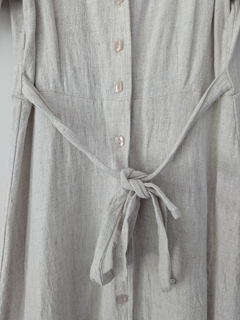 Rachel Pally Piper Dress Linen Blend Puff Sleeve Button Tie Waist Midi USA - Picture 6 of 12
